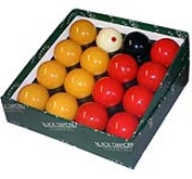 Black Diam. Pool Ball set incl. Spotted r&w ball